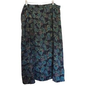 Herman Geist Vintage Dark Floral Flowy Skirt size L/XL Dark Academia Whimsygoth